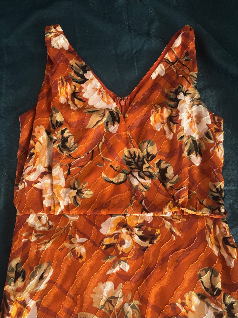 White House Black Market Orange Floral Sleeveless Dress
